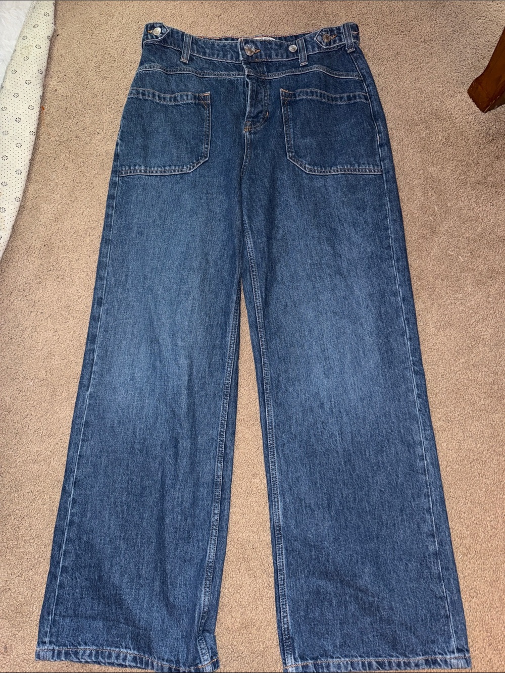 We The Free Dark Blue Relaxed Wide-Leg Jeans